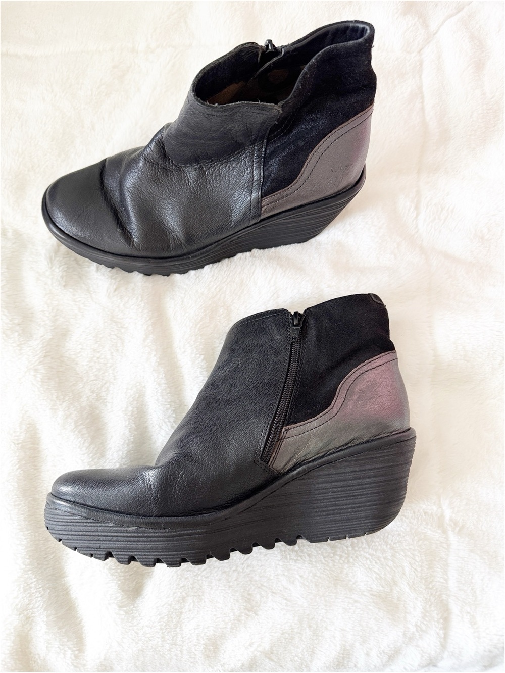 Fly London - Leather Wedge Ankle Boots - Yavo - Black EU 41 US 10